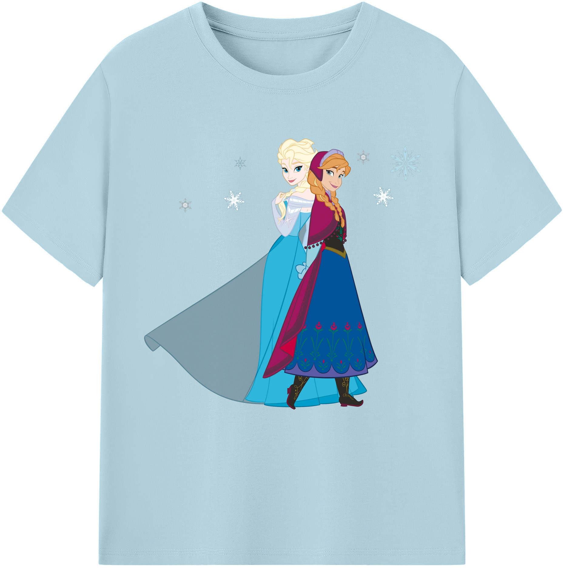 （画像用） アナと雪の女王 アンナ エルサ Frozen Anna Elsa 綿100％半袖Tシャツ（フロントプリント）